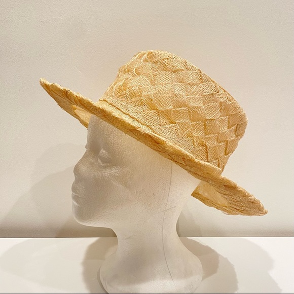 New vintage Daniele Meucci 100% Natural Straw unique checkerboard Woven Hat. - Picture 3 of 12